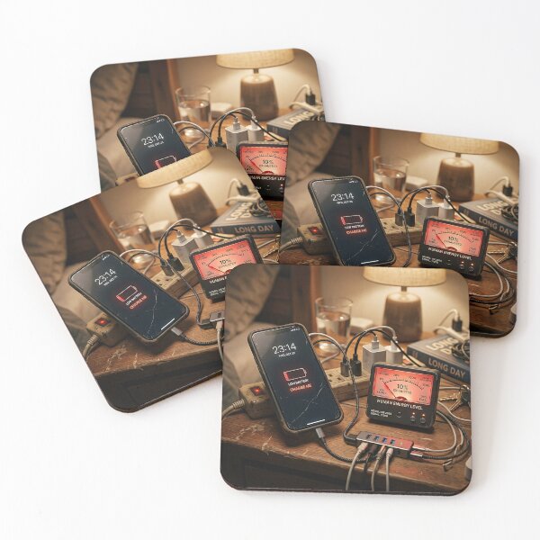 Item preview, Human Energy Meter Low Battery Phone Nightstand Still Life designed and sold by Michaelragheb.