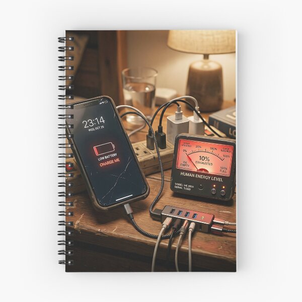 Item preview, Human Energy Meter Low Battery Phone Nightstand Still Life designed and sold by Michaelragheb.