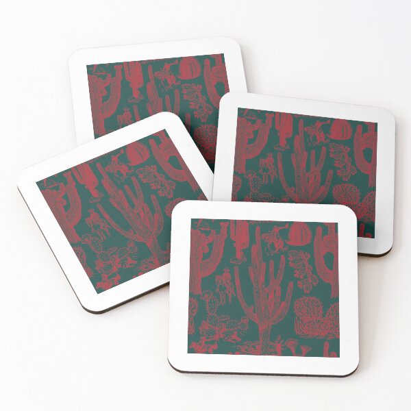 Item preview, Western Cactoile in Dark Holiday Green + Red designed and sold by YesterdayColl.