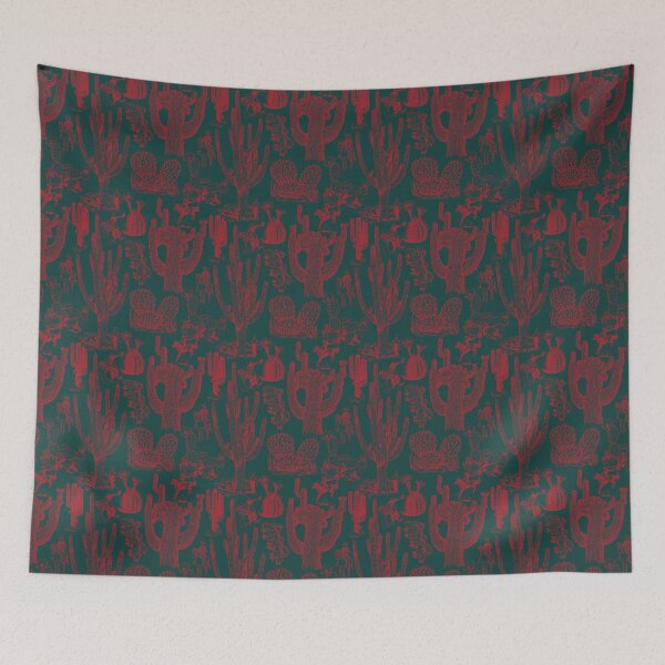 Item preview, Western Cactoile in Dark Holiday Green + Red designed and sold by YesterdayColl.