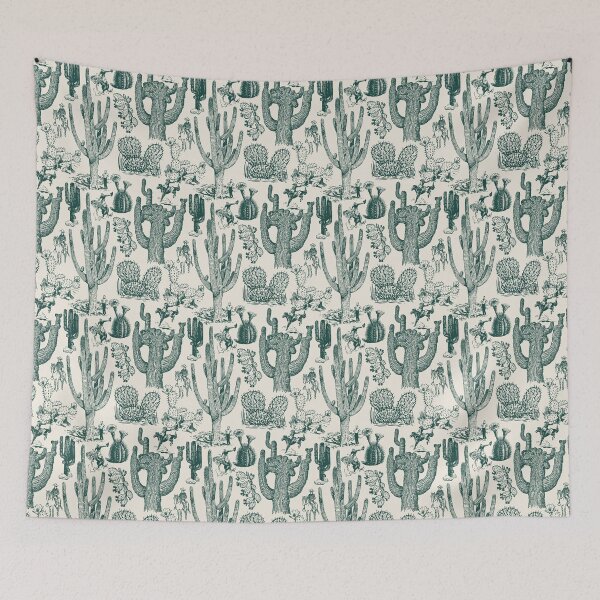 Item preview, Western Cactoile in Cream + Holiday Green designed and sold by YesterdayColl.