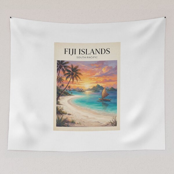 Item preview, Fiji Islands Vintage Travel Poster – Tropical South Pacific Paradise designed and sold by ElartedeNoel.