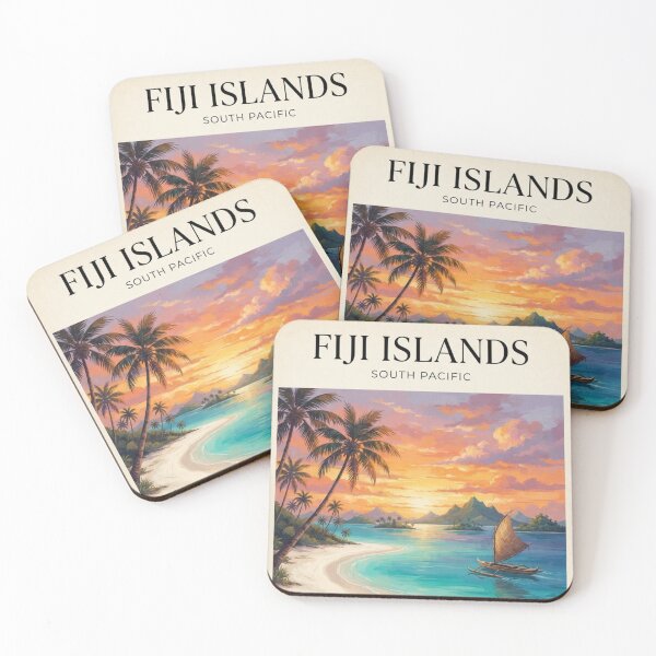 Item preview, Fiji Islands Vintage Travel Poster – Tropical South Pacific Paradise designed and sold by ElartedeNoel.