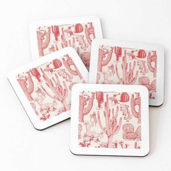 Item preview, Western Cactoile in Cream + Holiday Red designed and sold by YesterdayColl.