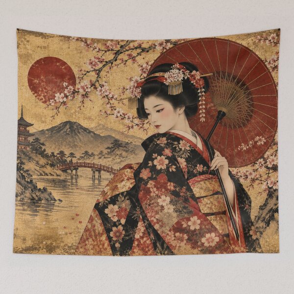 Item preview, Japanese Geisha Elegance – Vintage Japanese Art & Cherry Blossoms designed and sold by ZYVARENNE.