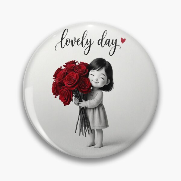 Item preview, Lovely Day Cute Girl with Red Roses designed and sold by ShairoArt.