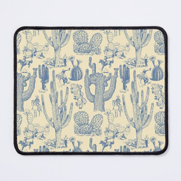 Item preview, Western Cactoile in Cream + Dusty Blue designed and sold by YesterdayColl.