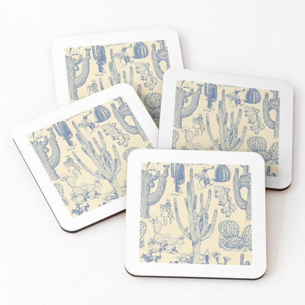 Item preview, Western Cactoile in Cream + Dusty Blue designed and sold by YesterdayColl.