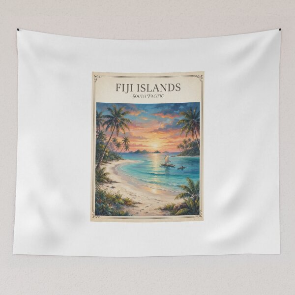 Item preview,  Fiji Islands Vintage Travel Poster – Tropical South Pacific Paradise designed and sold by ElartedeNoel.