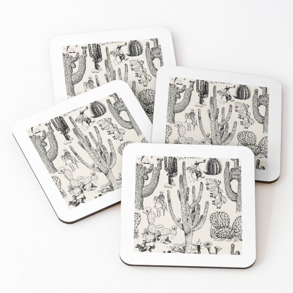 Item preview, Western Cactoile in Light Cream + Black designed and sold by YesterdayColl.