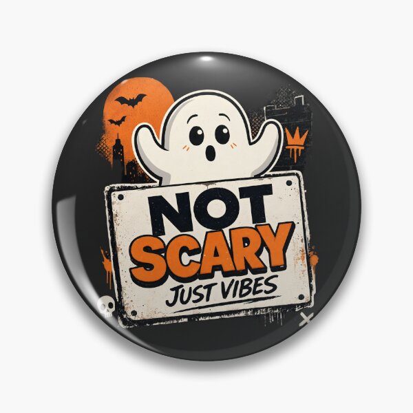 Item preview, Not Scary Just Vibes Cute Ghost Halloween Art designed and sold by CloudyCatArt.