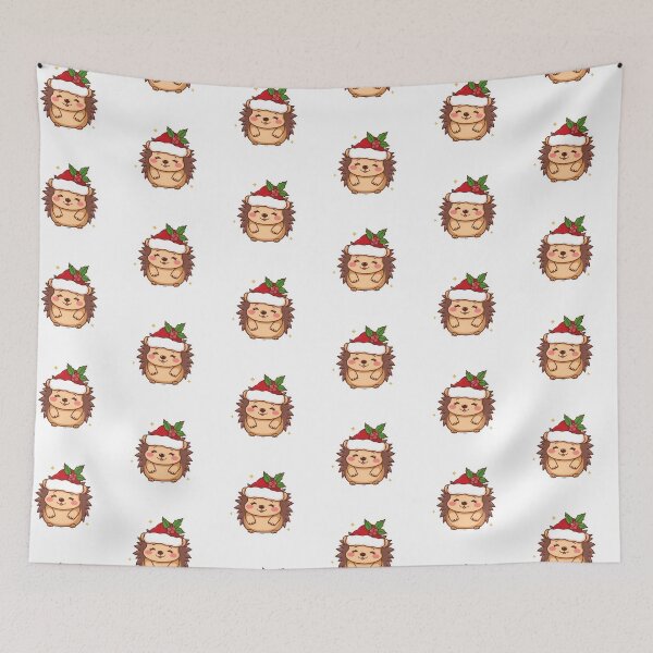 Item preview, Cute Christmas Hedgehog in Santa Hat with Holly designed and sold by AnimalMenagerie.