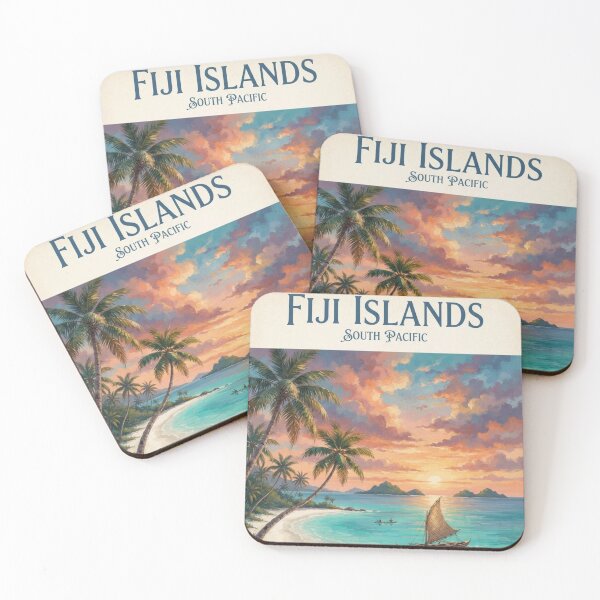 Item preview,   Fiji Islands Vintage Travel Poster – Tropical South Pacific Paradise designed and sold by ElartedeNoel.