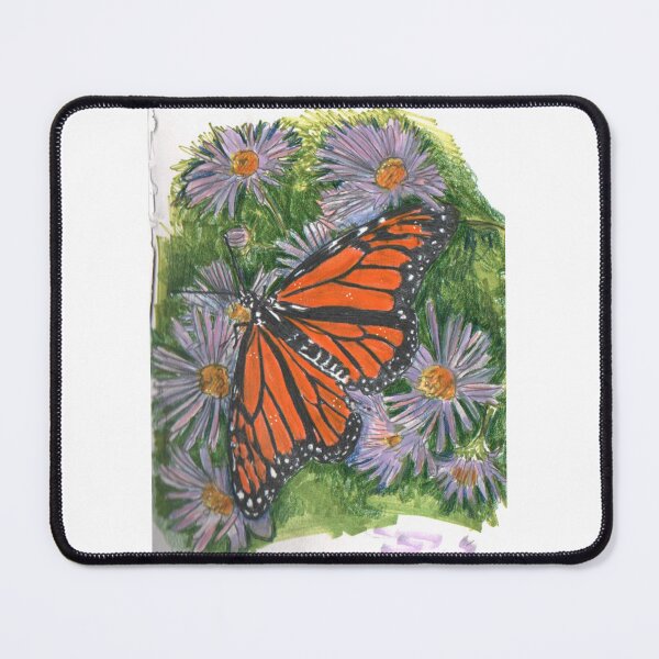 Item preview, Monarch Butterfly on Asters Hand Drawn designed and sold by HouseplantsAndScamps.