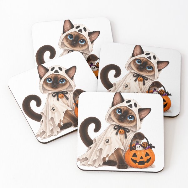 Item preview, Decor Cute Siamese Cat Ghost Halloween designed and sold by NoExcusesTraveller .