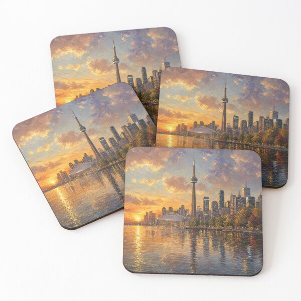 Item preview, Toronto Skyline at Golden Hour – Vintage Canadian Cityscape Art designed and sold by DoReMiStudio.
