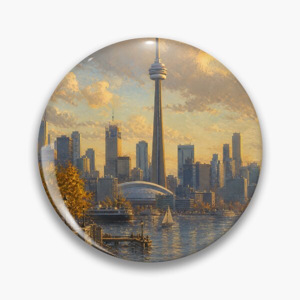 Item preview, Toronto Skyline at Golden Hour – Vintage Canadian Cityscape Art designed and sold by DoReMiStudio.