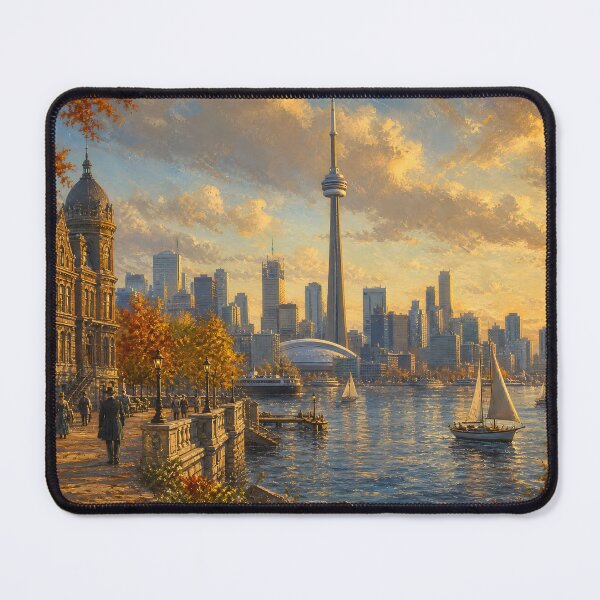 Item preview, Toronto Skyline at Golden Hour – Vintage Canadian Cityscape Art designed and sold by DoReMiStudio.