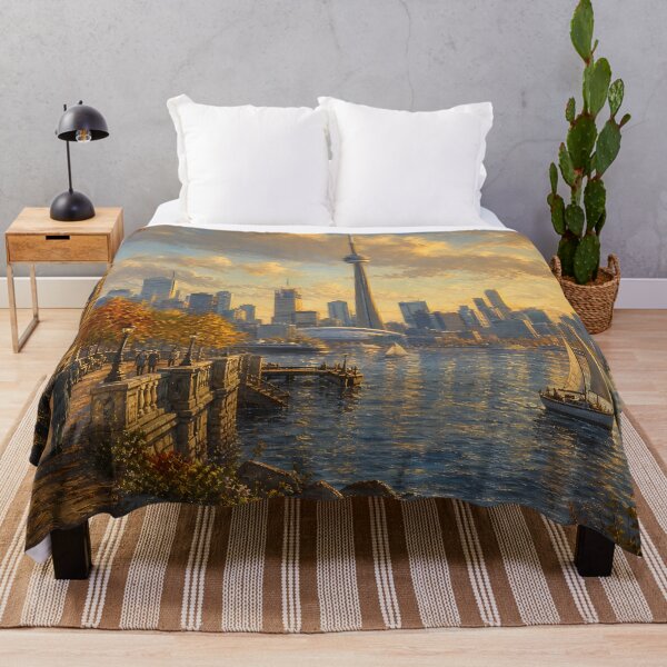 Item preview, Toronto Skyline at Golden Hour – Vintage Canadian Cityscape Art designed and sold by DoReMiStudio.