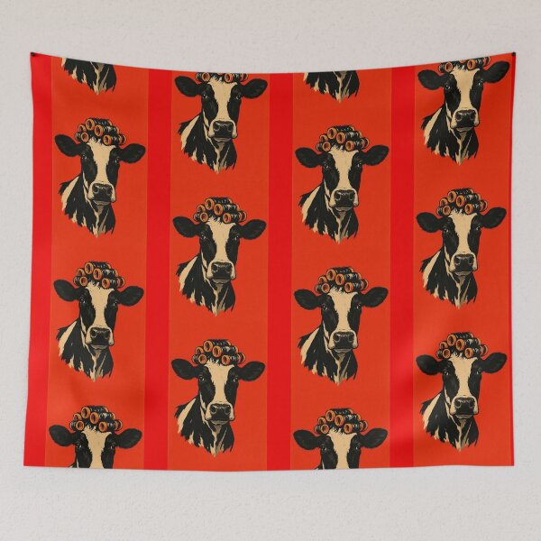 Item preview, Funny Cow with Hair Rollers Retro Farm Animal Design designed and sold by anemiche.