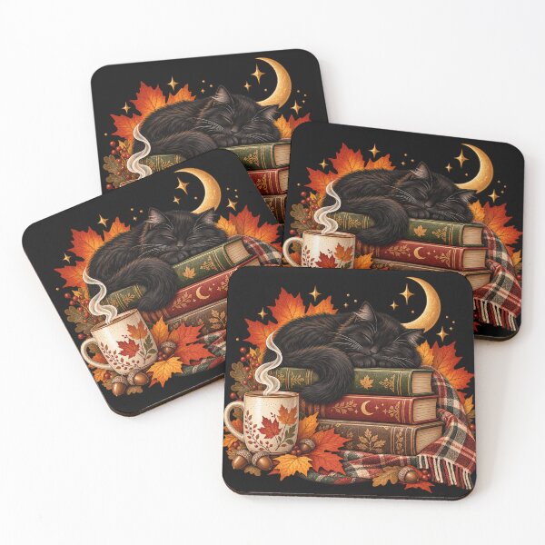 Item preview, Cozy Autumn Black Cat – Sleeping Book Lover designed and sold by lbenoraib.