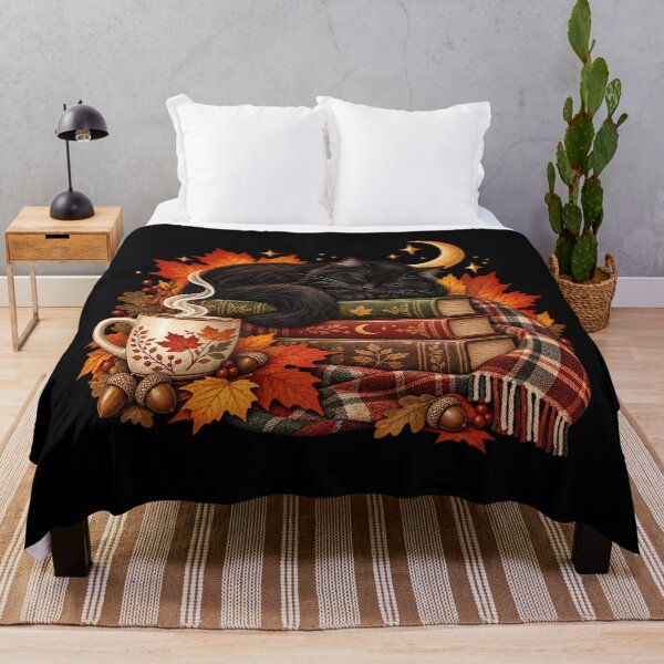 Item preview, Cozy Autumn Black Cat – Sleeping Book Lover designed and sold by lbenoraib.