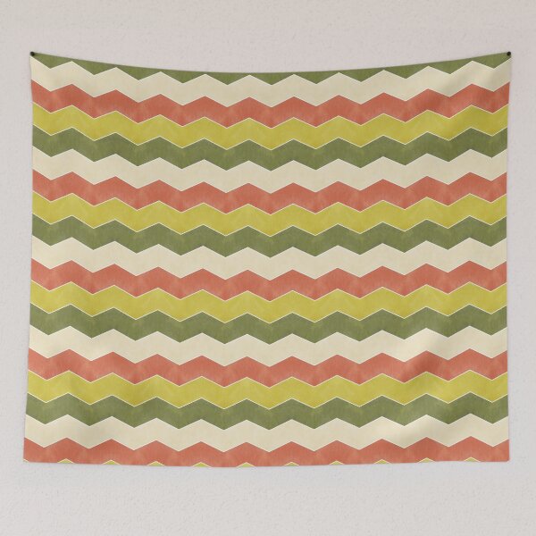 Item preview, Retro Geometric Watercolor Zigzags in Mustard Yellow, Rust and Olive Green designed and sold by QuestingPixel.