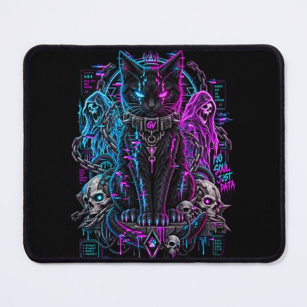 Item preview, Cyberpunk Glitch Cat No Soul Just Data Halloween designed and sold by StaticEmpire.