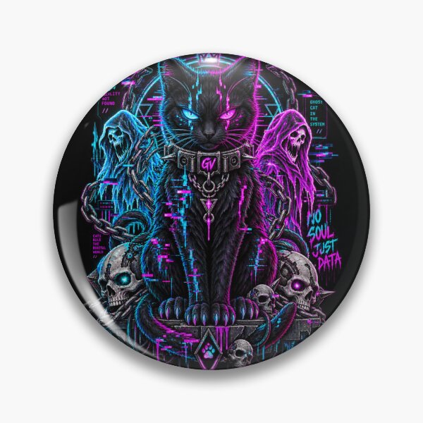 Item preview, Cyberpunk Glitch Cat No Soul Just Data Halloween designed and sold by StaticEmpire.