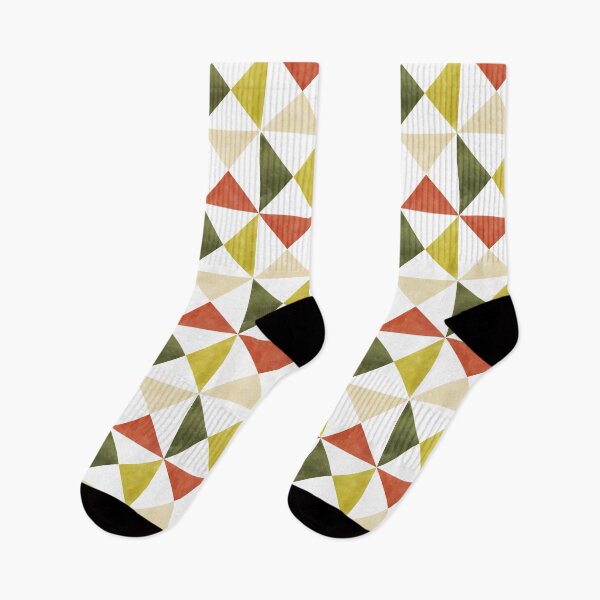 Item preview, Retro Geometric Watercolor Triangles in Mustard Yellow, Rust and Olive Green designed and sold by QuestingPixel.