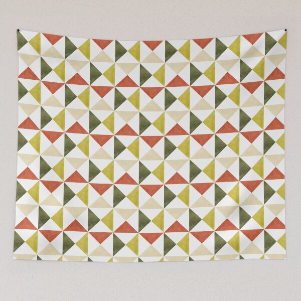 Item preview, Retro Geometric Watercolor Triangles in Mustard Yellow, Rust and Olive Green designed and sold by QuestingPixel.