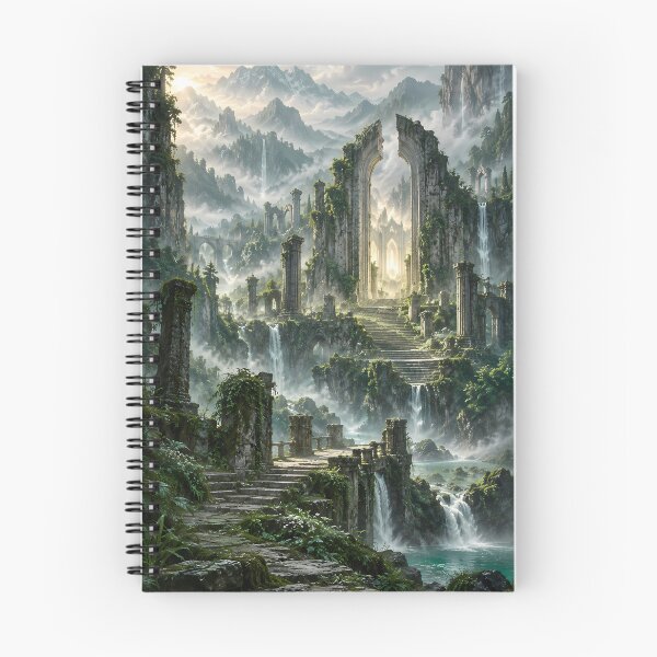 Item preview, Ancient Ruins Waterfall – Ethereal Fantasy Landscape designed and sold by novadawy.