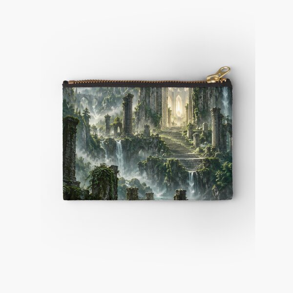 Item preview, Ancient Ruins Waterfall – Ethereal Fantasy Landscape designed and sold by novadawy.