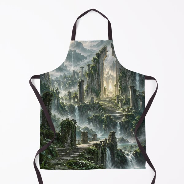 Item preview, Ancient Ruins Waterfall – Ethereal Fantasy Landscape designed and sold by novadawy.