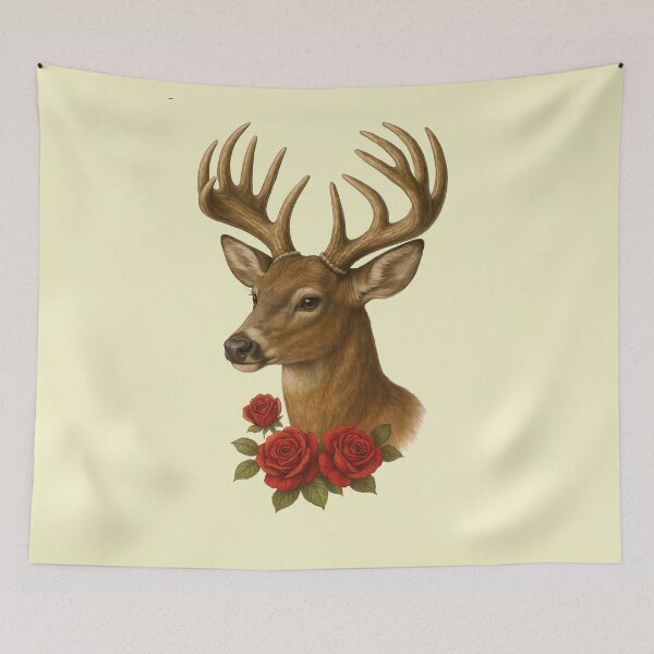 Item preview, Deer with Roses designed and sold by zibziby.