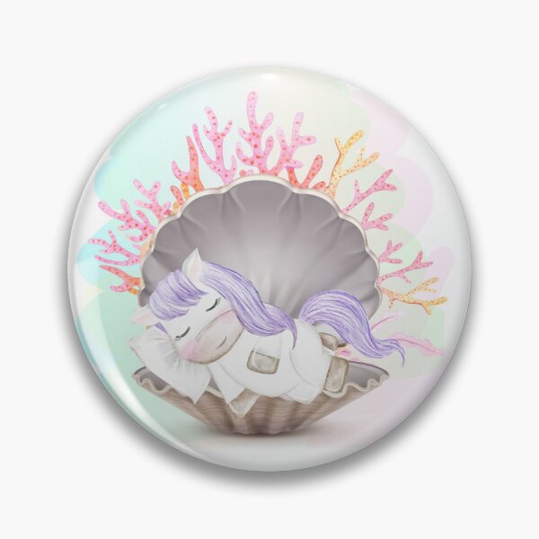 Item preview, Cute Sleeping Unicorn in Seashell Coral Reef Art designed and sold by ARACREATIVECO.