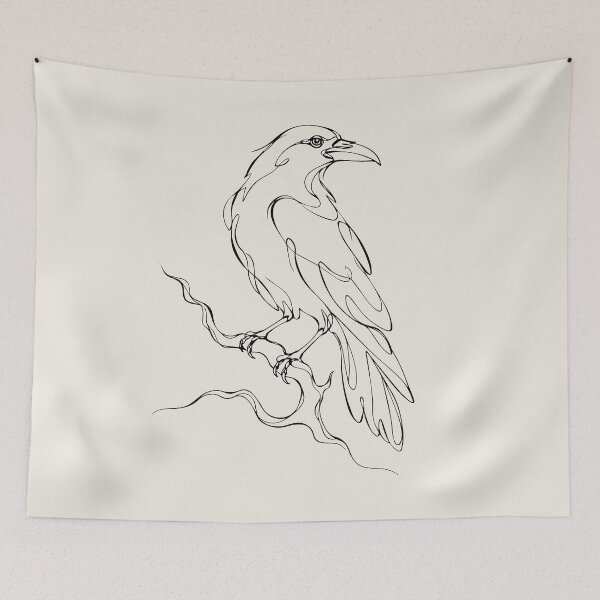 Item preview, Crow Line Art – Simple One Line Drawing designed and sold by FemmePod.