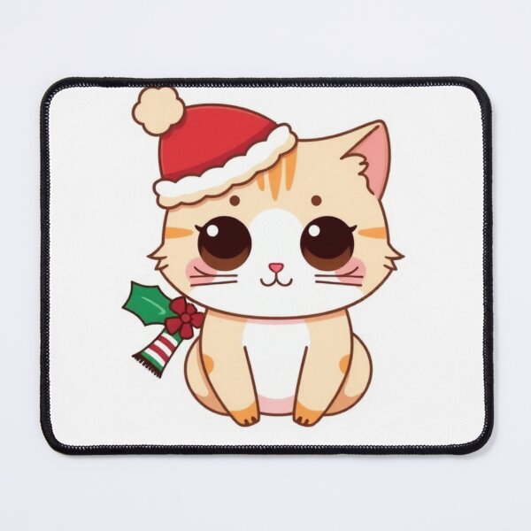Item preview, Cute Christmas Cat Wearing a Santa Hat with Holly designed and sold by AnimalMenagerie.