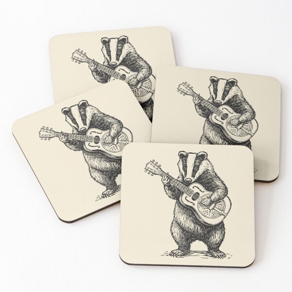 Item preview, Badger Playing Resonator Acoustic Guitar Musician  designed and sold by Y-Vibes.