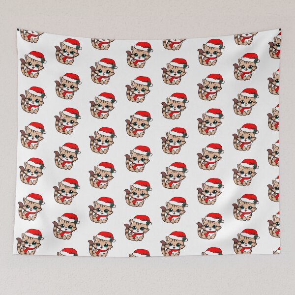 Item preview, Cute Christmas Tabby Cat in Santa Hat and Red Scarf designed and sold by AnimalMenagerie.
