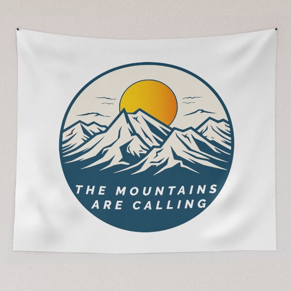 Item preview, The Mountains Are Calling Vintage Hiking Badge designed and sold by ARACREATIVECO.