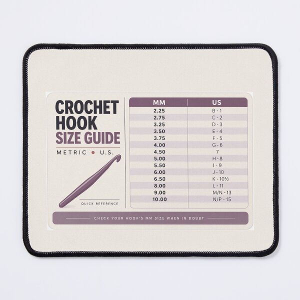 Item preview, Crochet Hook Size Guide Desk Mat – Metric to US Conversion Chart designed and sold by astersgraphics.