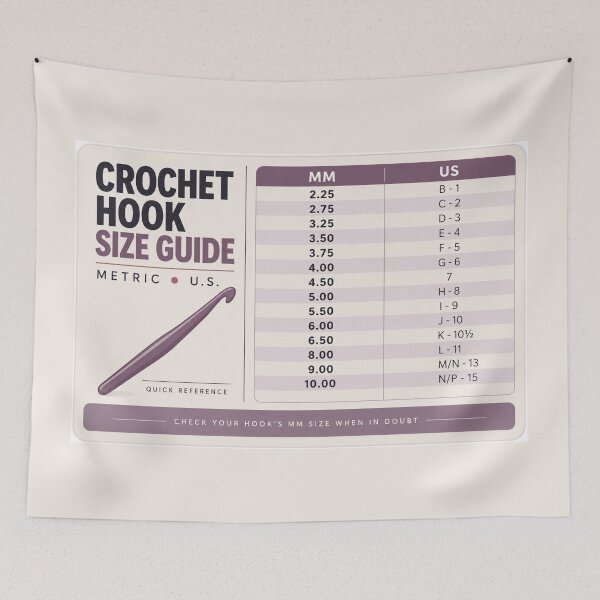 Item preview, Crochet Hook Size Guide Desk Mat – Metric to US Conversion Chart designed and sold by astersgraphics.
