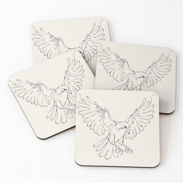 Item preview, Flying Crow Line Art – Simple Bird Line Drawing designed and sold by FemmePod.