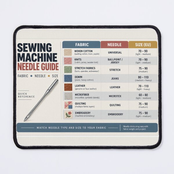 Item preview, Sewing Machine Needle Guide Desk Mat – Fabric Needle Size Reference Chart designed and sold by astersgraphics.