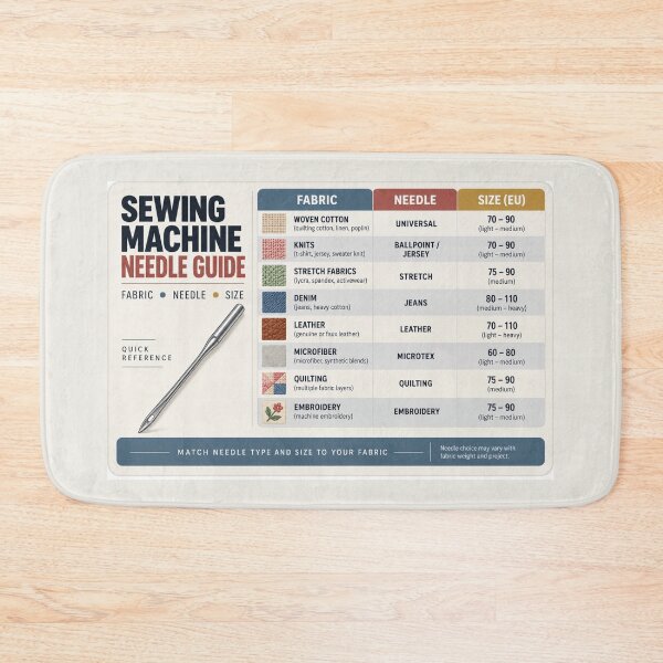 Item preview, Sewing Machine Needle Guide Desk Mat – Fabric Needle Size Reference Chart designed and sold by astersgraphics.