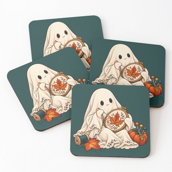 Item preview, Moonlit Mending Cozy Halloween Embroidery Ghost designed and sold by PtdArt.