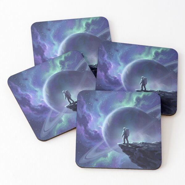 Item preview, Cosmic Wanderer Astronaut on Cliff Nebula Galaxy Space Art designed and sold by SnazzifyDigital.