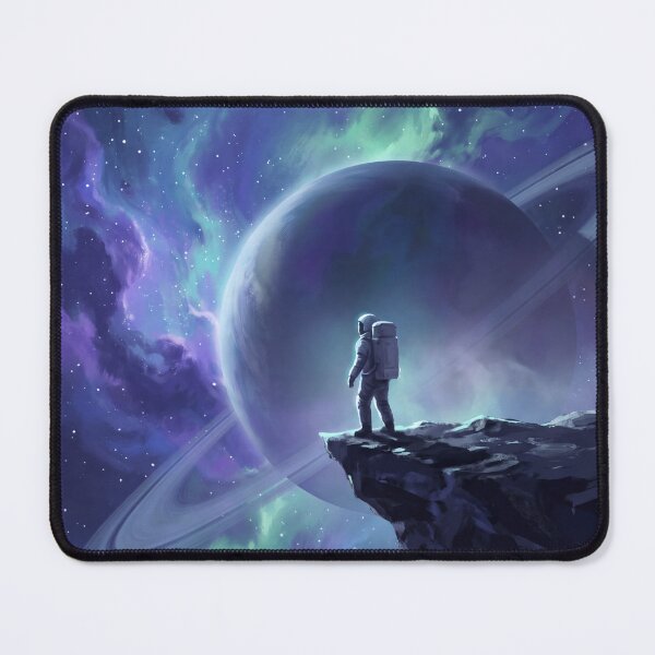 Item preview, Cosmic Wanderer Astronaut on Cliff Nebula Galaxy Space Art designed and sold by SnazzifyDigital.