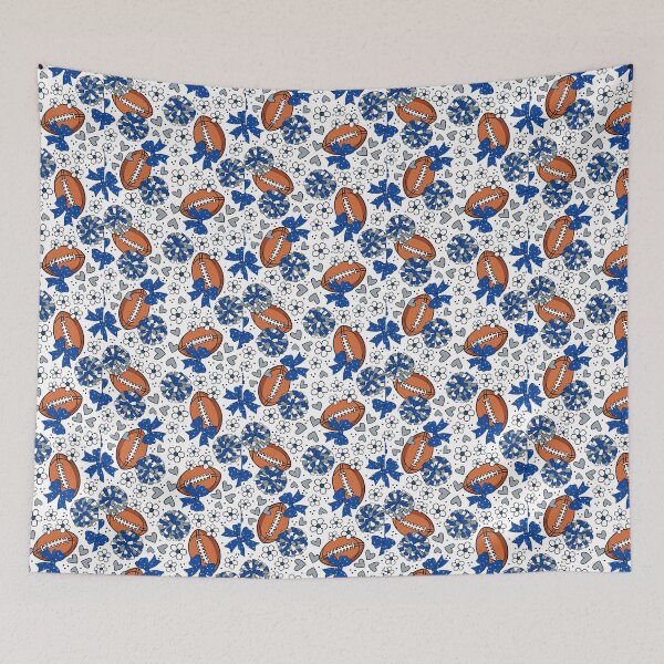 Item preview, Cheer Bows and Footballs Blue Navy Silver designed and sold by KrisInStitches.